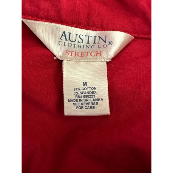 Austin Clothing Co Red Ruffled Blouse Sz M Long Sleeve Button Front Cotton/Spand - Picture 4 of 5